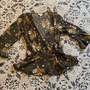 Candies dark green wrap shirt